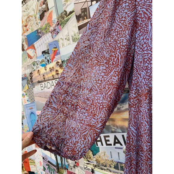 Blue and Red hush Keyhole Puff Sleeve Maxi Dress UK 14/US L - Picture 4 of 9